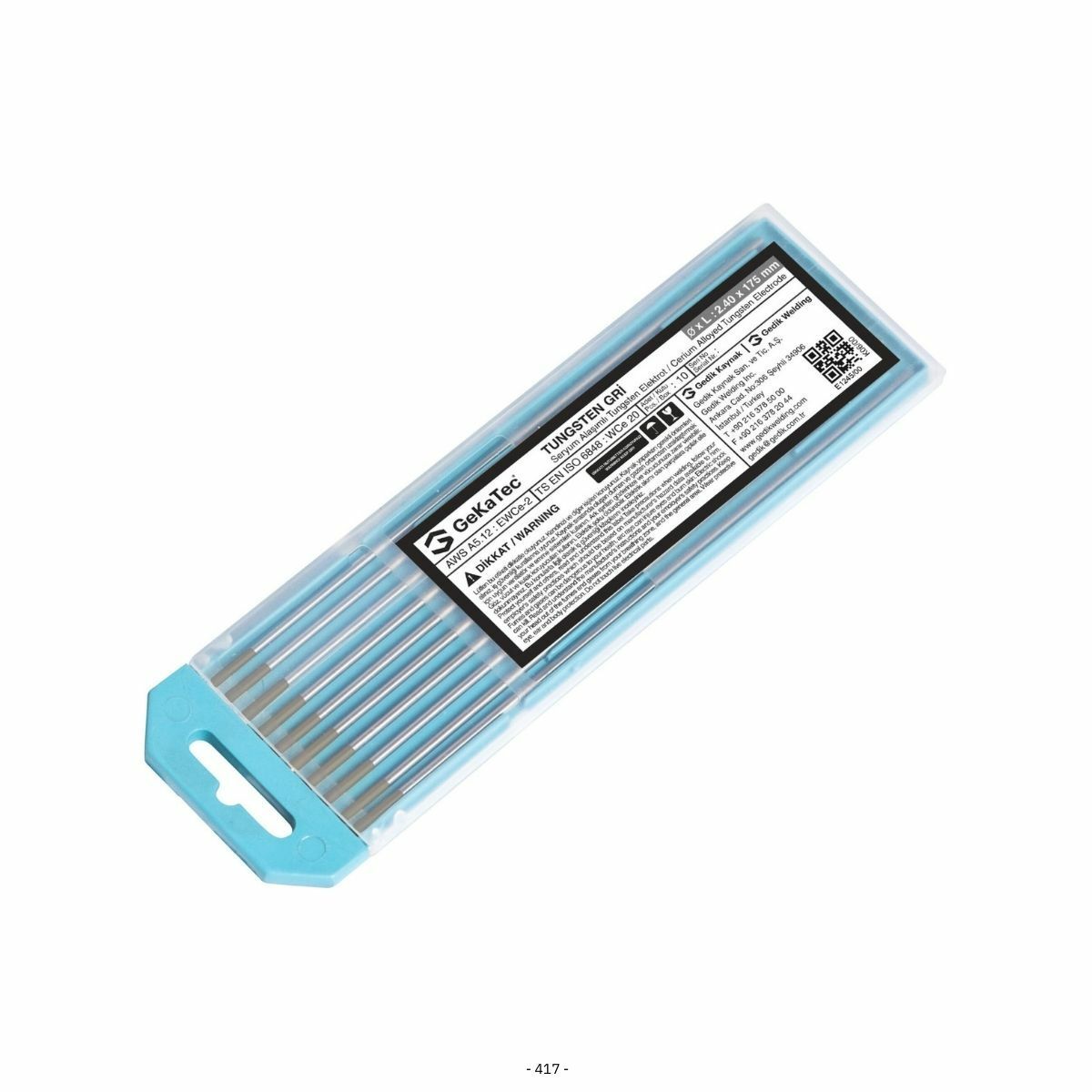 GeKaTec Gri Tungsten Elektrot 1.6x175mm - 10 Adet