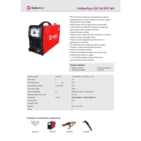 GeKaMac PoWer Plus Cut 40 Mv Plazma Kesme Makinesi