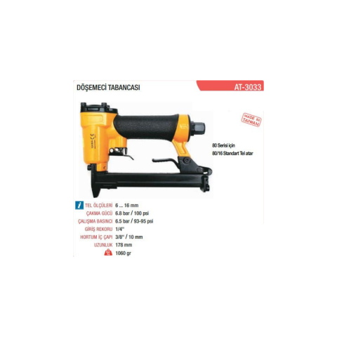 Yama AT-3033 Havalı Döşeme Zımba Makinesi Tabancası 6-16 mm