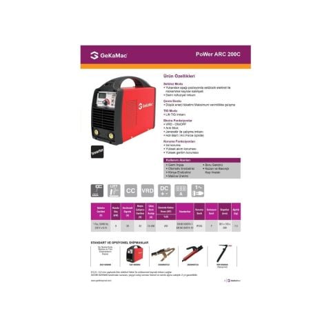 GeKaMac Power ARC 200 C Selülozik MMA Inverter Kaynak Makinesi