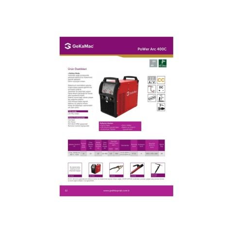 GeKaMac Power ARC 400 C Selülozik MMA Inverter Kaynak Makinesi