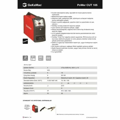 GeKaMac PoWer CUT 105 Plazma Kesme Makinesi