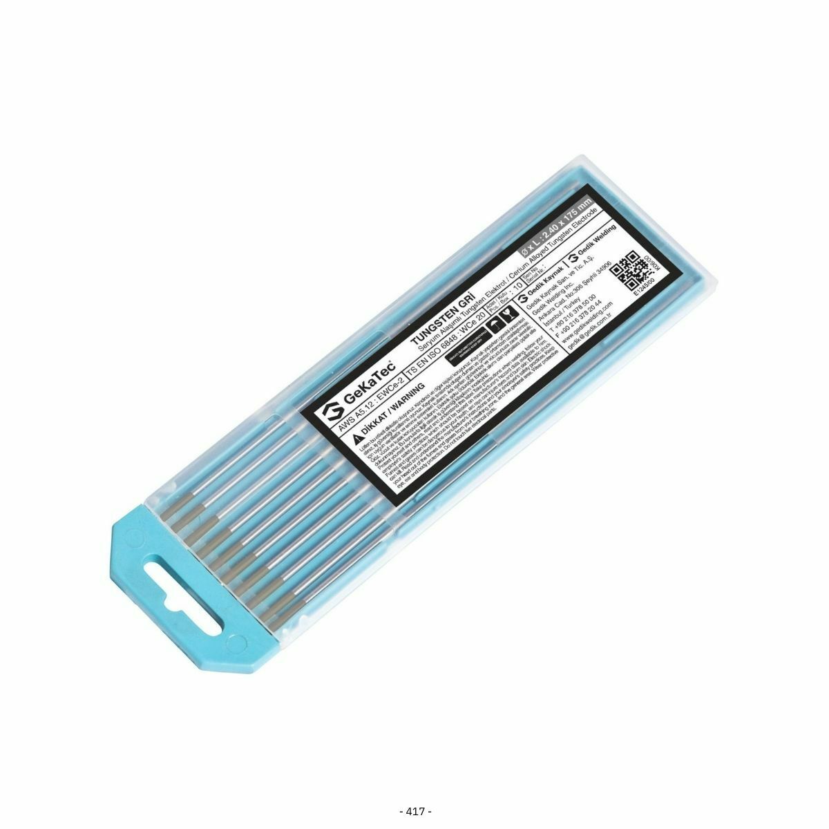 GeKaTec Gri Tungsten Elektrot 2.4x175mm - 10 Adet