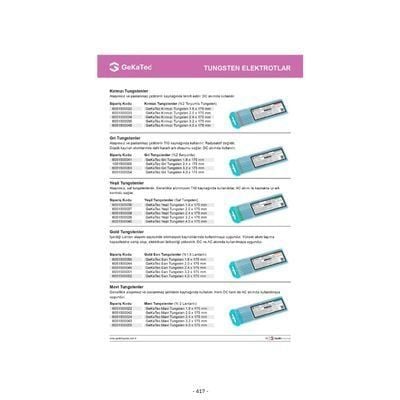 GeKaTec Yeşil Tungsten Elektrot 4.0 x 175 mm 10 Adet