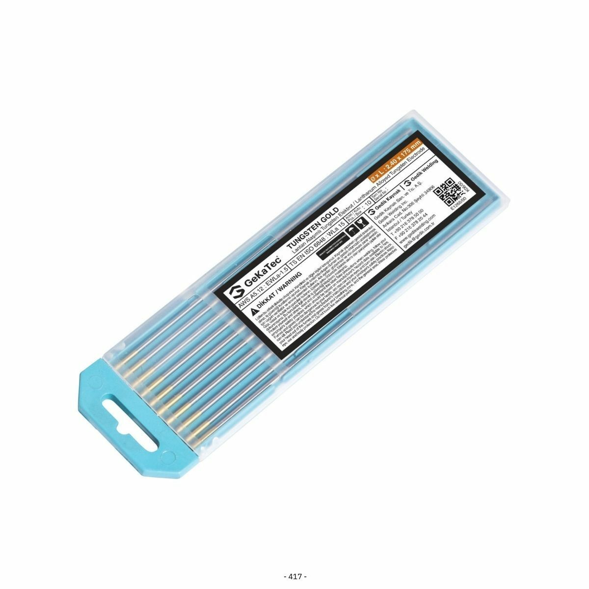GeKaTec Sarı Tungsten Elektrot 2.0x175mm - 10 Adet