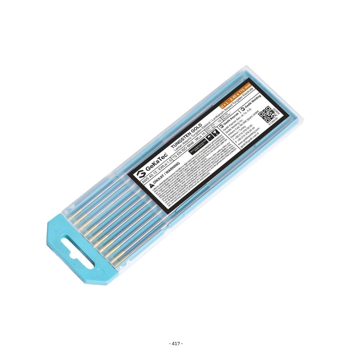 GeKaTec Sarı Tungsten Elektrot 4.0x175mm - 10 Adet