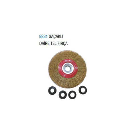 Saçaklı Sarı Daire Tel Fırça 250 mm - 10 Adet