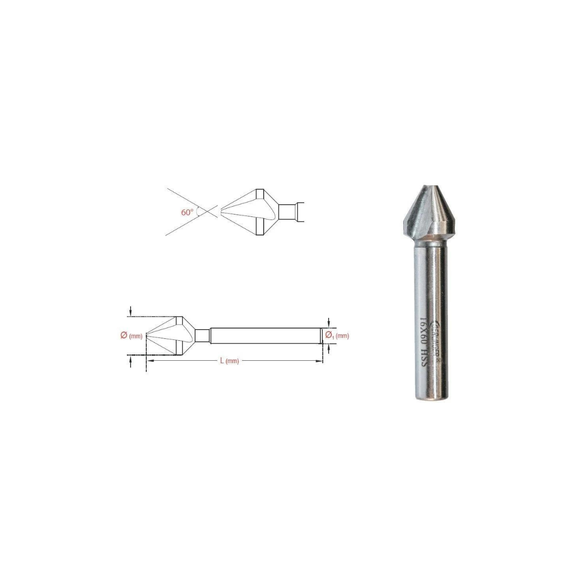 60 Derece HSS Havşa Freze Ucu DIN334 C (Metal İşleme)