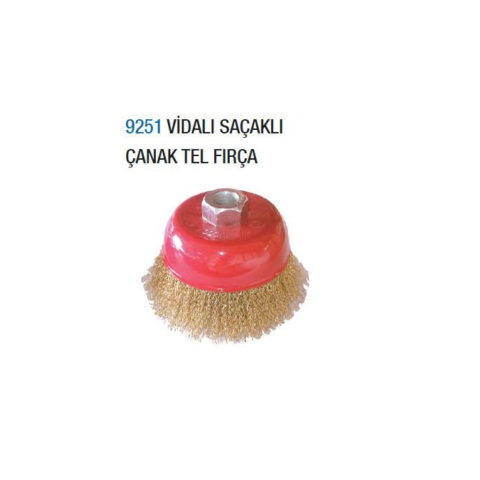 Vidalı Saçaklı Çanak Tel Fırça 65 mm - 10 Adet