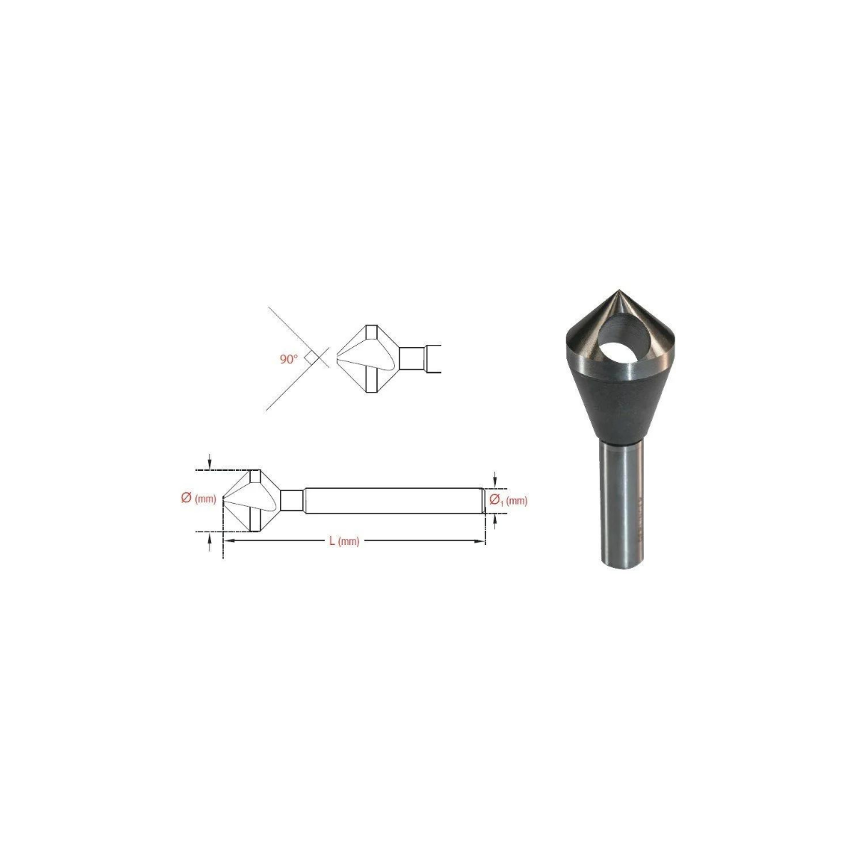 Yuvarlak 90 Derece Delikli Havşa Freze Ucu DIN335C 10/15 mm
