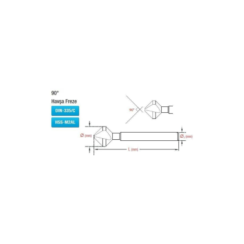 90 Derece HSS Havşa Freze Ucu DIN335 C (Metal İşleme)