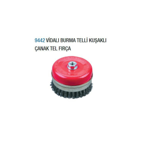 Vidalı Burma Telli Kuşaklı Çanak Tel Fırça 75 mm - 10 Adet