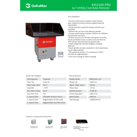 GeKaMac KM1500 Pro Alt Emişli Kaynak Masası