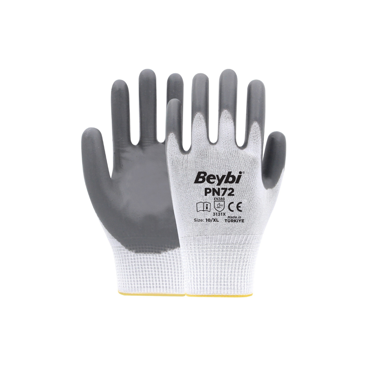 Beybi PN72 Naylon Nitril Eldiven Gri No:10 - 288 Çift