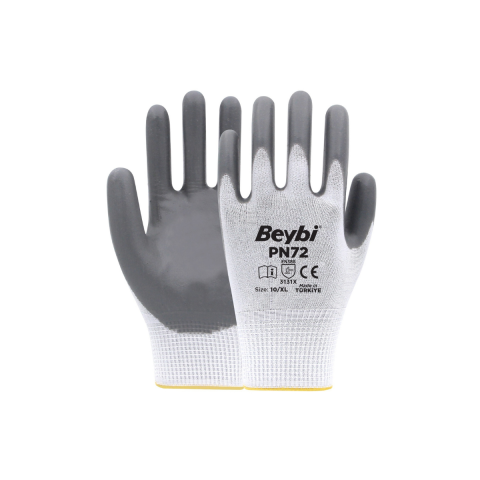 Beybi PN72 Naylon Nitril Eldiven Gri No:10 - 288 Çift