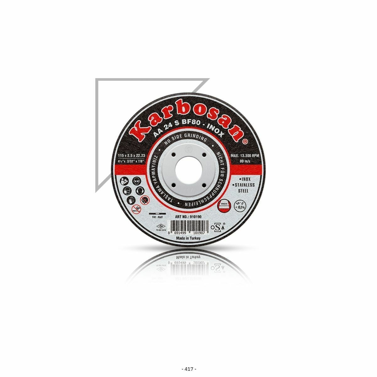 Karbosan Paslanmaz Kesme Taşı 180x1.9 - 25 Adet