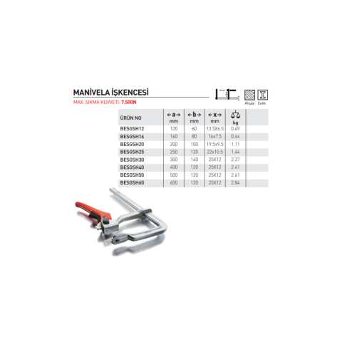 Bessey Manivela İşkencesi 400Mm 7500N - BESGSH40