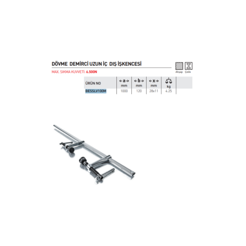 Bessey Dövme Demirci Uzun İç Dış İşkencesi 1000Mm 6500N - BESSLV100M