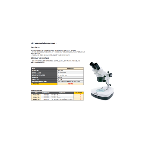 Asimeto AS-642016 Lab2 Cift Okulerli Mikroskop