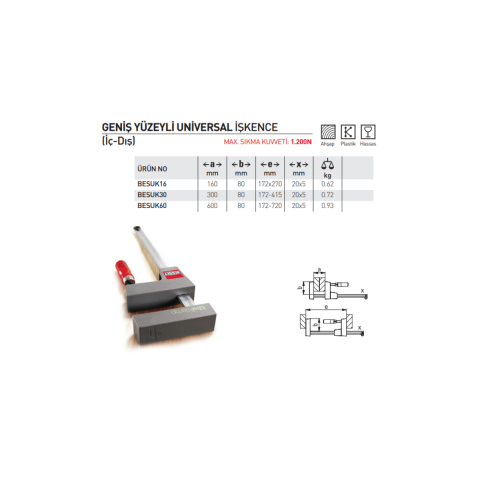 Bessey UK30 Geniş Yüzeyli Universal İşkence İç-Dış 600 MM - BESUK60