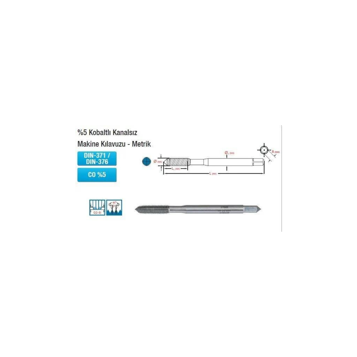 %5 Kobaltlı Makine Kılavuzu Dın-376/ Dın-376 CO %5