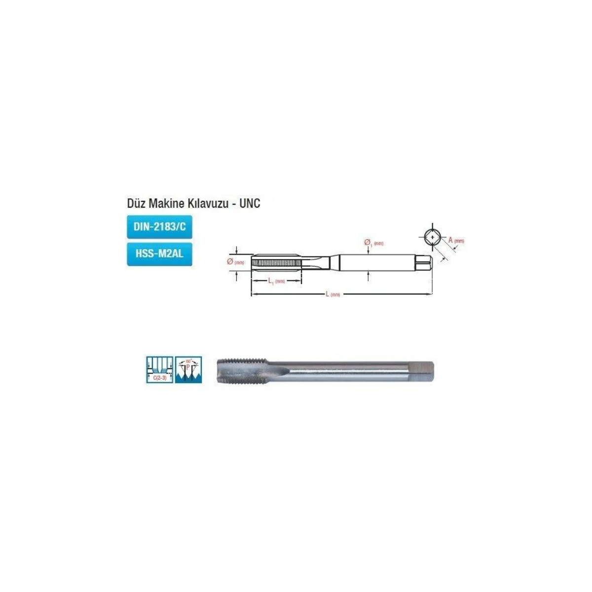 Düz Makine Kılavuzu Dın-2183/C Hss-M2AL