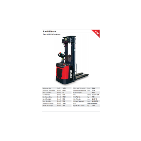 Biglift PS1646N 1.6 Ton Tam Akülü İstif Makinası