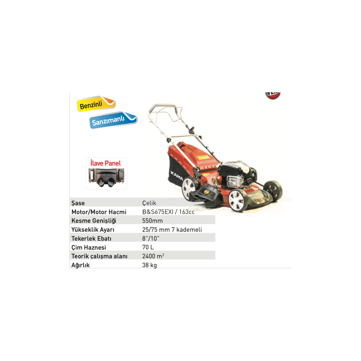 Kama By Reis BMS 56 Şanzumanlı Benzinli Çim Biçme Makinası