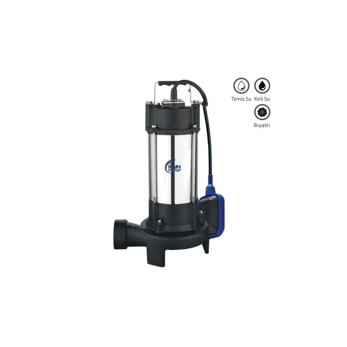 Rainpump WVSD-1800WB Döküm Gövde Bıçaklı Drenaj Dalgıç Pompa 2.4Hp