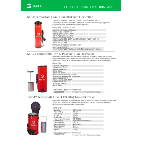 Geka GKF-2Y 2 Paketlik Termostatlı Elektrot Kurutma Fırını