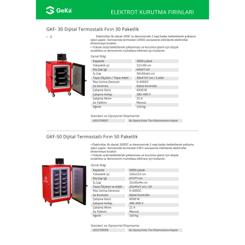 Geka GKF-50 Paketlik Dijital Termostatlı Elektrot Kurutma Fırını
