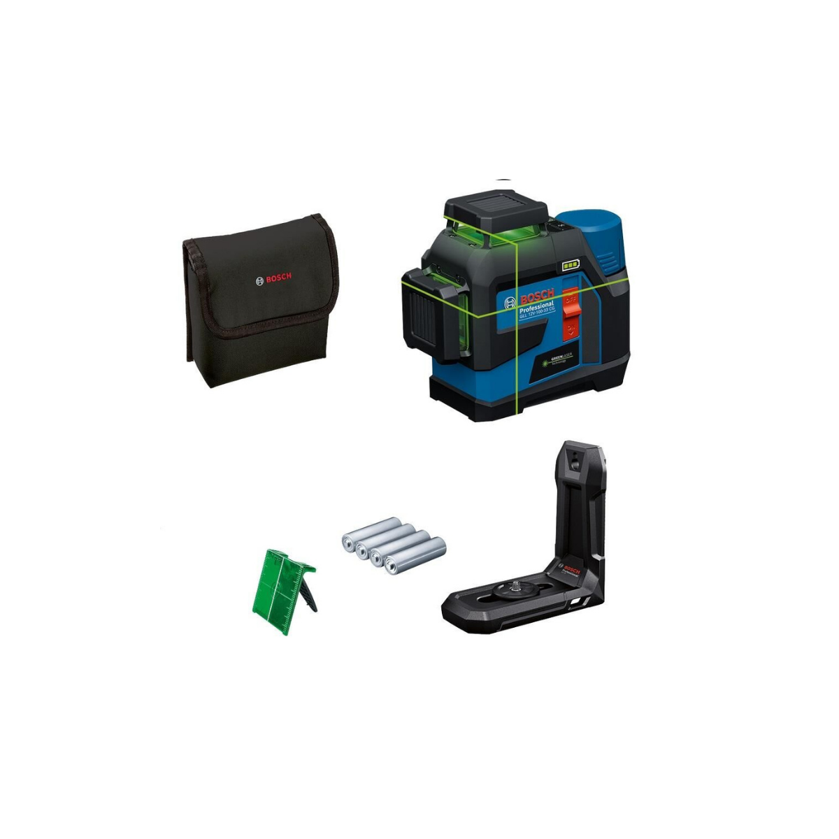 Bosch GLL 12V-100-33 CG AA Pilli 3x360° Yeşil Çizgi Lazeri 0601065400