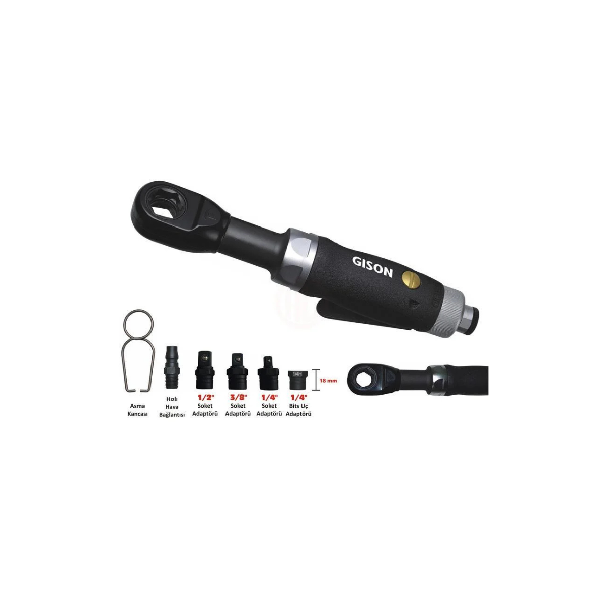Gison Gp-854J Adaptörlü Havalı Cırcır Kolu
