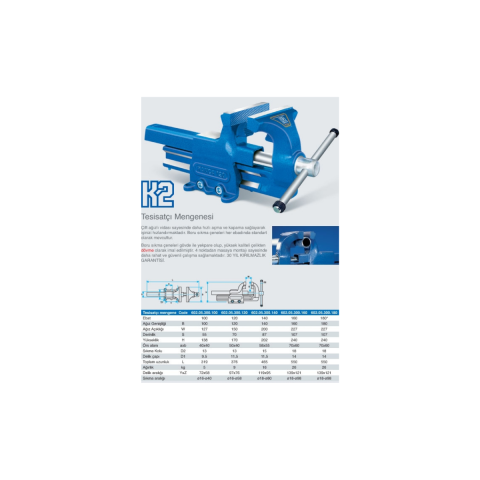 K2 Tip Tesisatçı Mengenesi 100 Mm