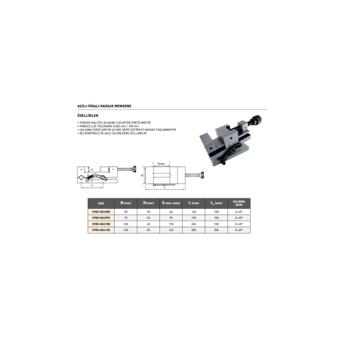 Krasnic 73x100 mm Açılı Vidalı Hassas Mengene