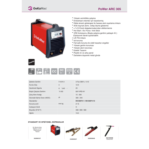 GeKaMac PoWer Arc 305 İnverter Kaynak Makinesi