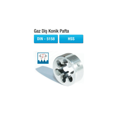 Gaz Diş Konik Pafta (DIN - 5158) (HSS) R 1/4'' x 19