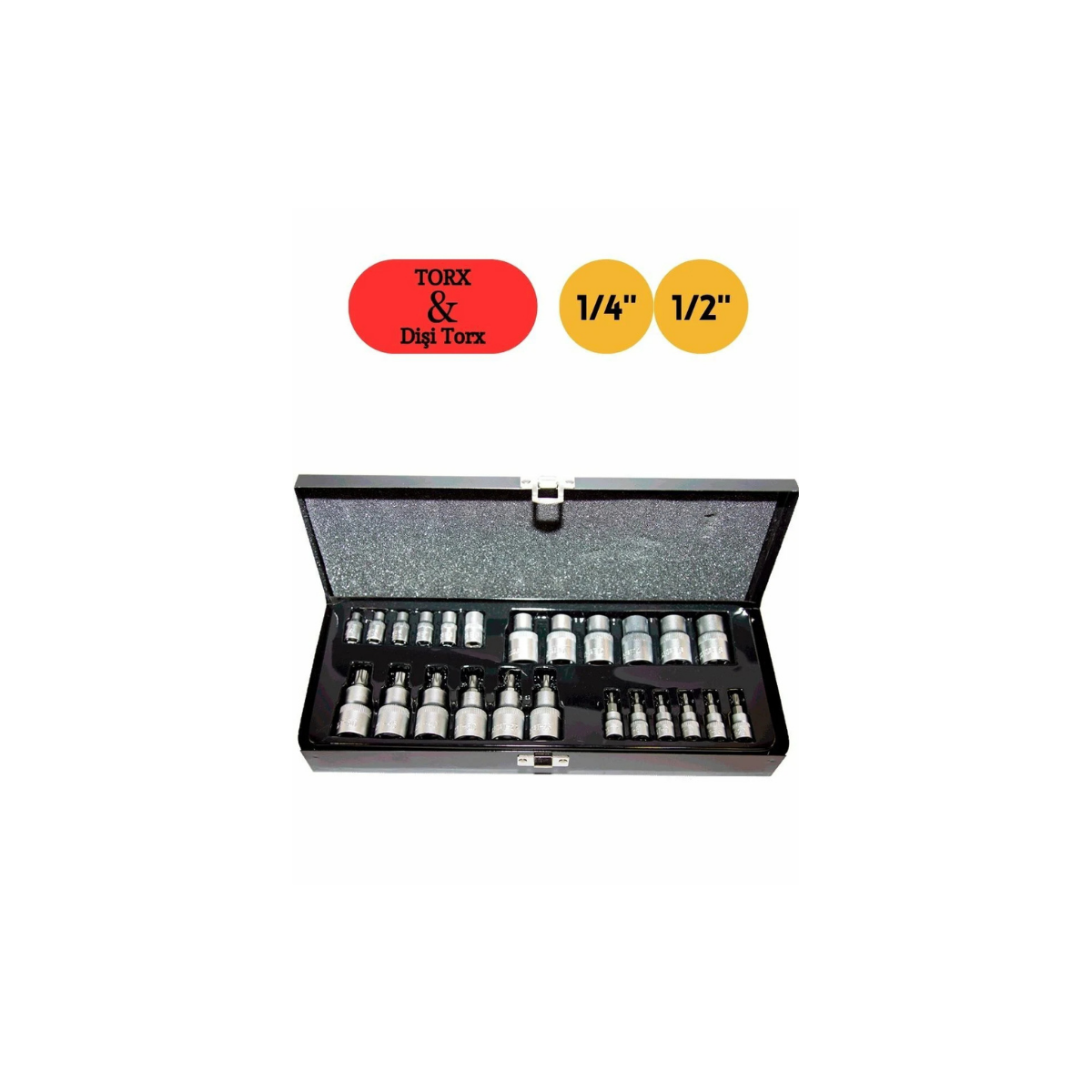 Nt Tools 1/4'' - 1/2'' Torx ve Dişi Torx (E Tipi) 25 Parça Lokma Seti NCSET1412E