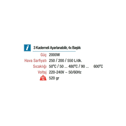 Vido Ayarlanabilir Sıcak Hava Tabancası 2000 Watt