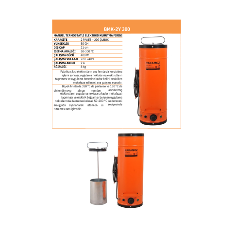 BMK-2Y 2 Paketlik  Elektrot Kurutma Fırını 300°C Silindir Tip