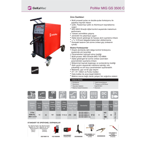 Gekamac Power Mig GS 3500 C Su Soğutmalı Gazaltı Kaynak Makinesi