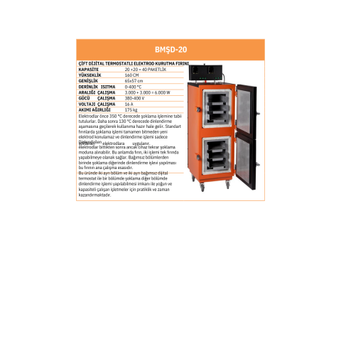 BMŞD-20 40 Elektrot Şoklama Dinlendirme Fırını