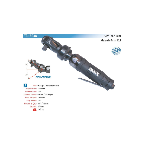 Emax Havalı 1/2'' - 9.7 kg Mafsallı Cırcır Kol