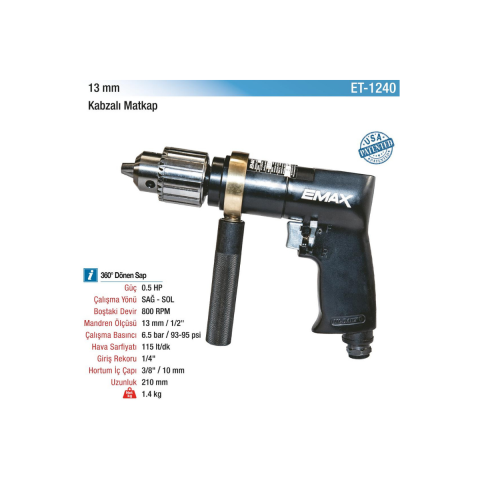 Emax 13 mm Kompozit Kabzalı Havalı Matkap