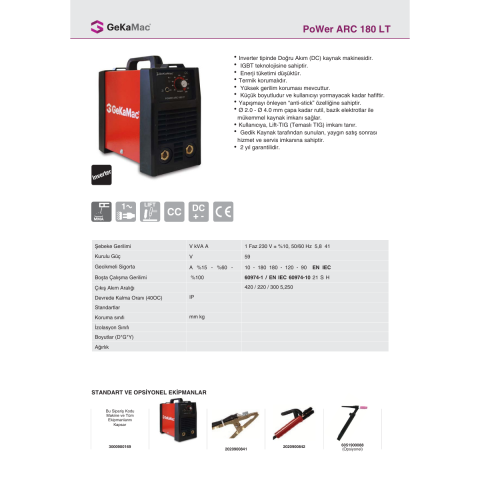 GeKaMac Power ARC 180 LT İnverter Kaynak Makinesi