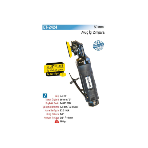 Emax 50 mm Havalı Avuç İçi Zımpara