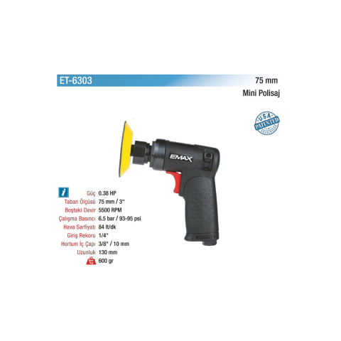 Emax 75mm Havalı Mini Polisaj Makinesi