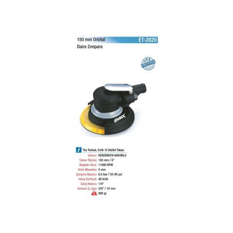Emax ET-2820 150 mm Havalı Orbital Daire Zımpara