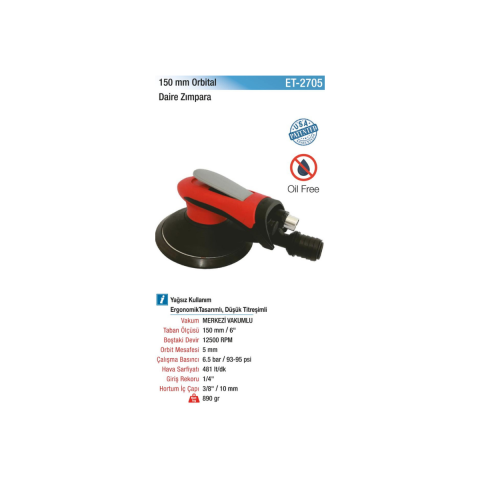 Emax ET-2705 150 mm Havalı Orbital Daire Zımpara