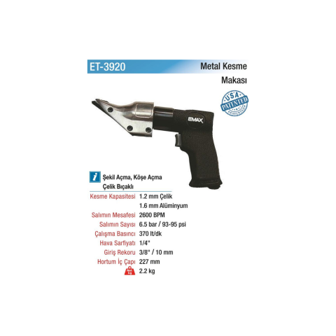 Emax ET-3920 Havalı Metal Kesme Makası